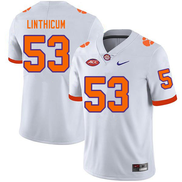 Men #53 Ryan Linthicum Clemson Tigers College Football Jerseys Sale-White - Click Image to Close
